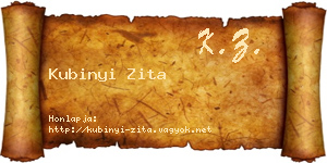 Kubinyi Zita névjegykártya